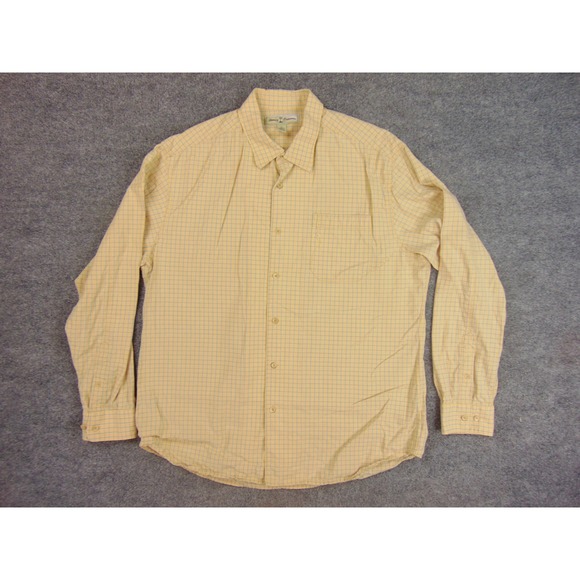 Tommy Bahama Shirt Mens Large Yellow Blue Plaid Long Sleeve Tencel - Picture 2 of 8